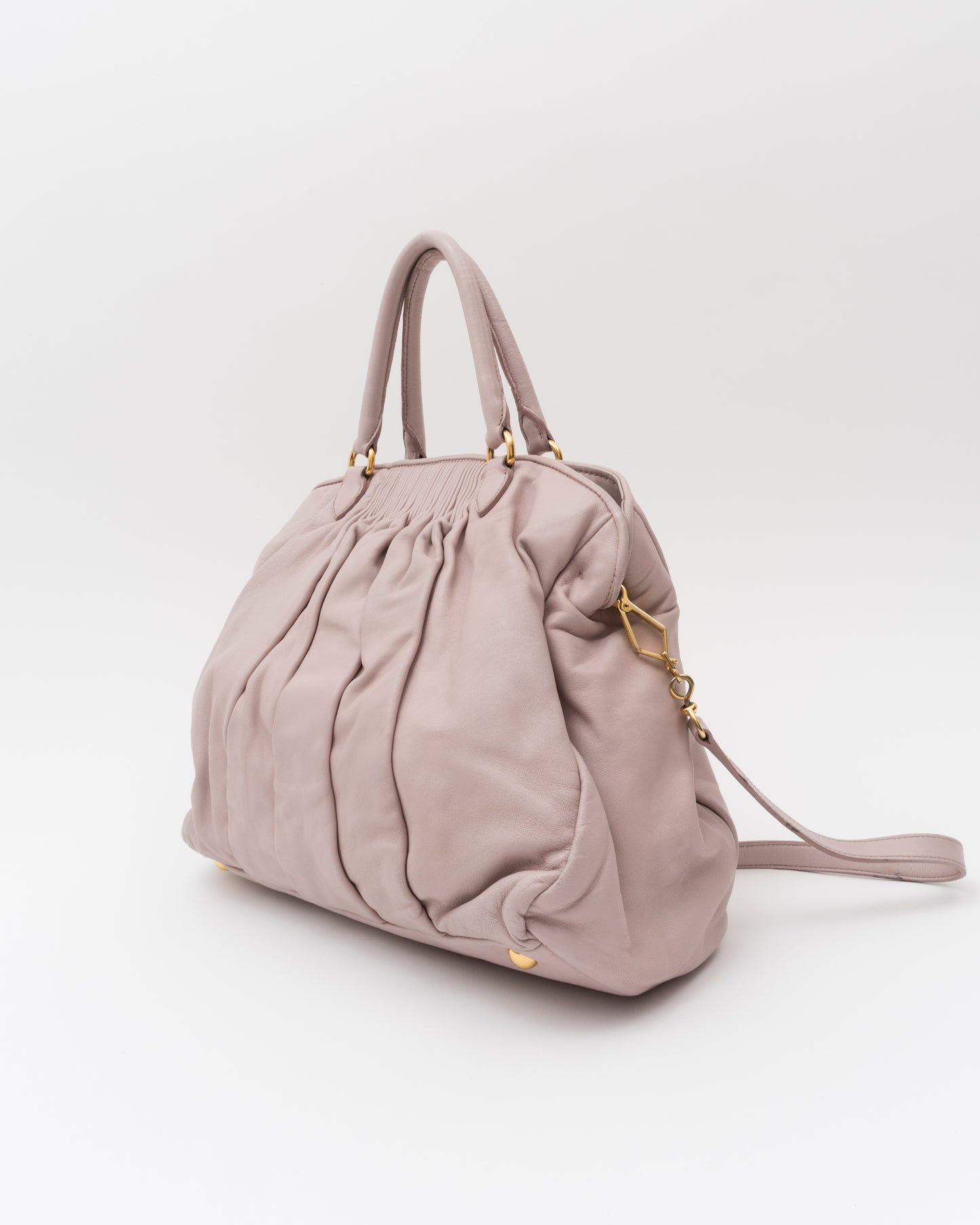2000s MIU MIU Vitello Lux Pleated Lilac Bag