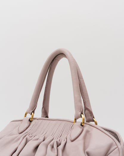 2000s MIU MIU Vitello Lux Pleated Lilac Bag
