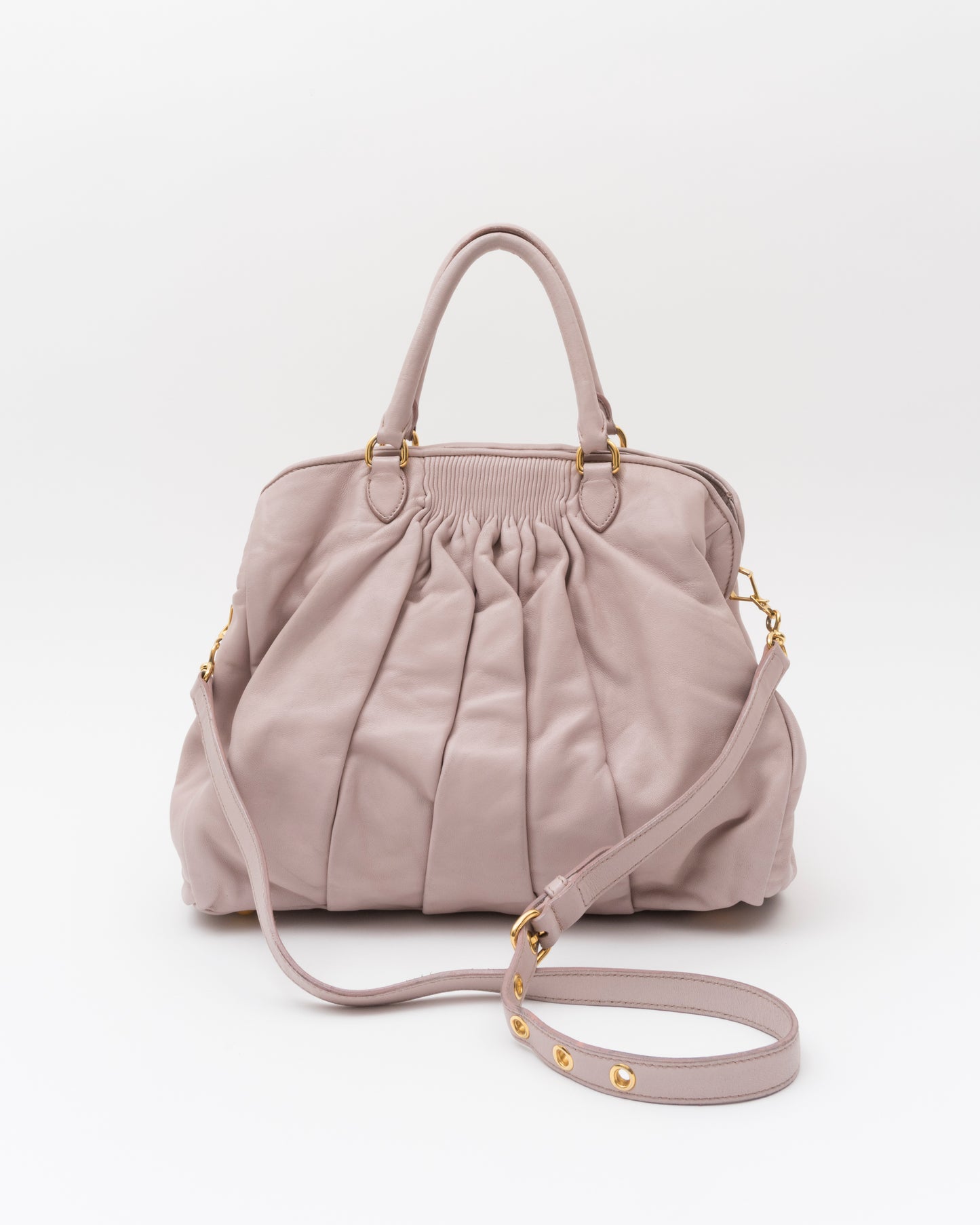 2000s MIU MIU Vitello Lux Pleated Lilac Bag