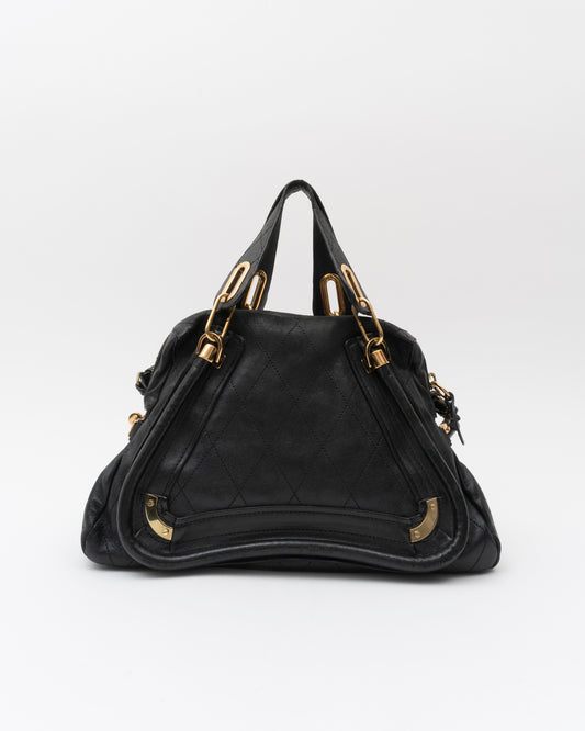 2000s CHLOE Black Quilted Paraty Bag