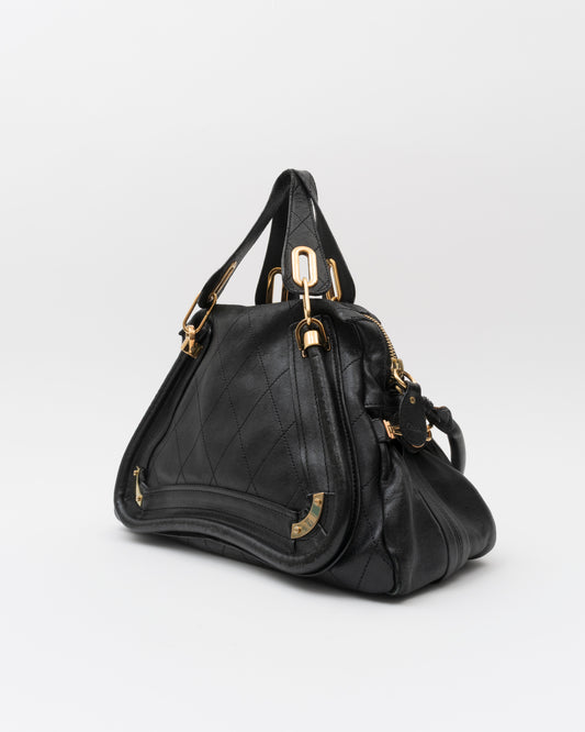 2000s CHLOE Black Quilted Paraty Bag