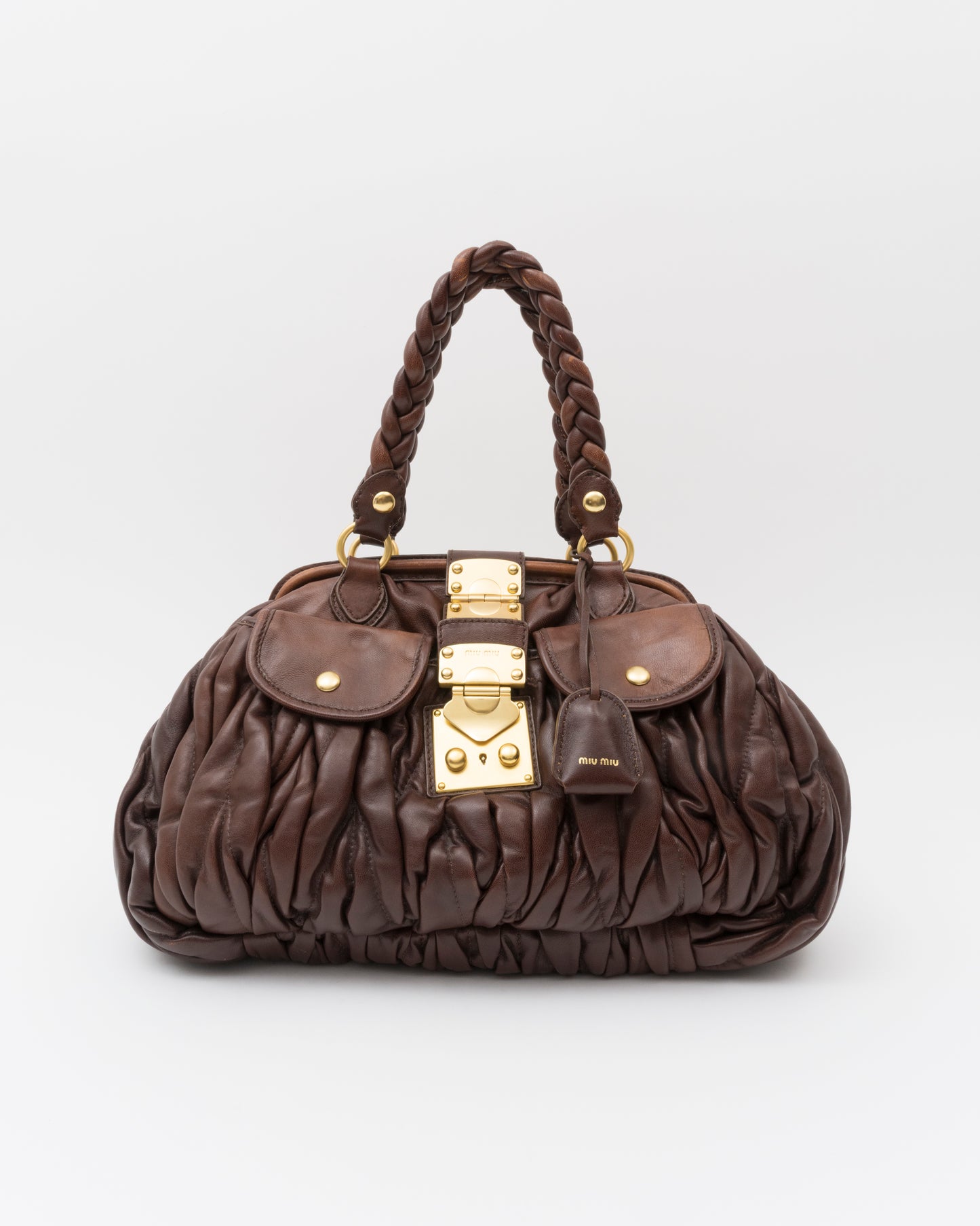 2000s MIU MIU Chocolate Matelasse Frame Bag
