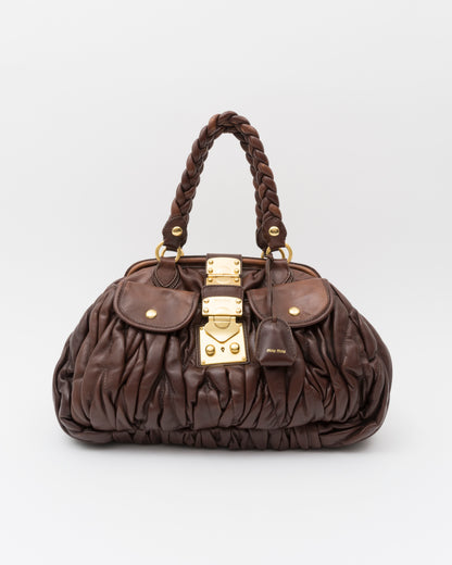 2000s MIU MIU Chocolate Matelasse Frame Bag