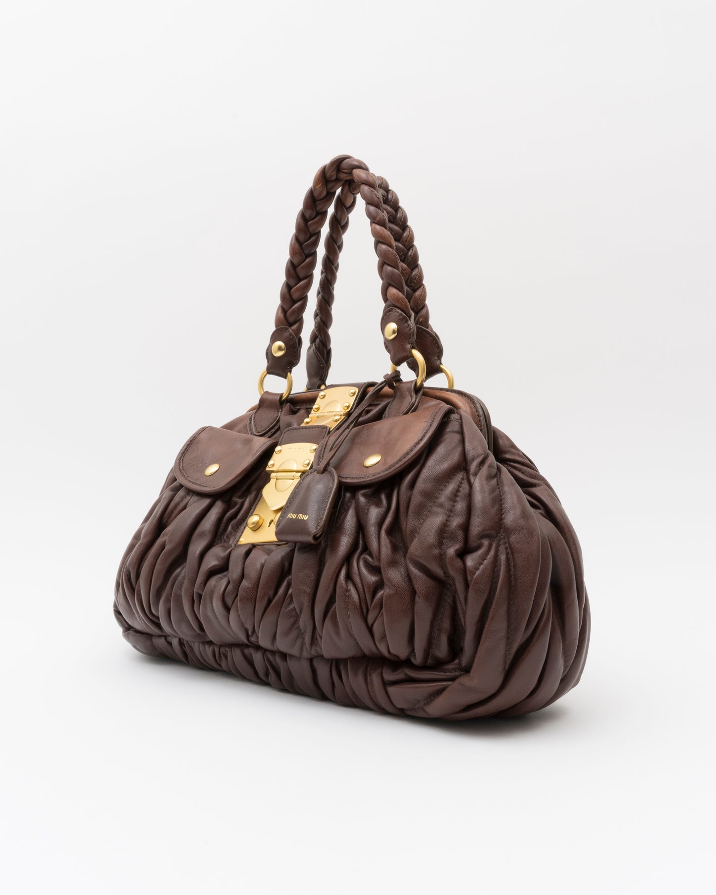 2000s MIU MIU Chocolate Matelasse Frame Bag