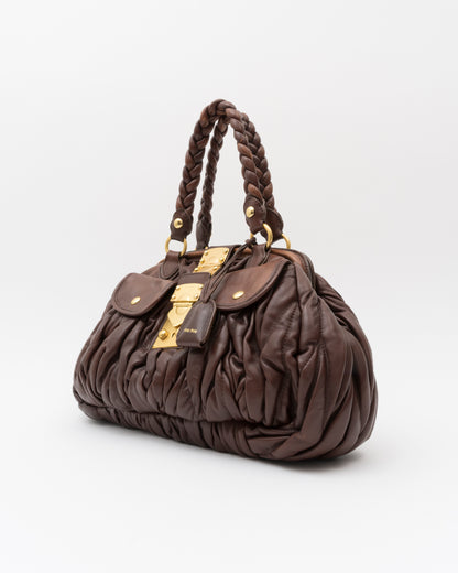 2000s MIU MIU Chocolate Matelasse Frame Bag