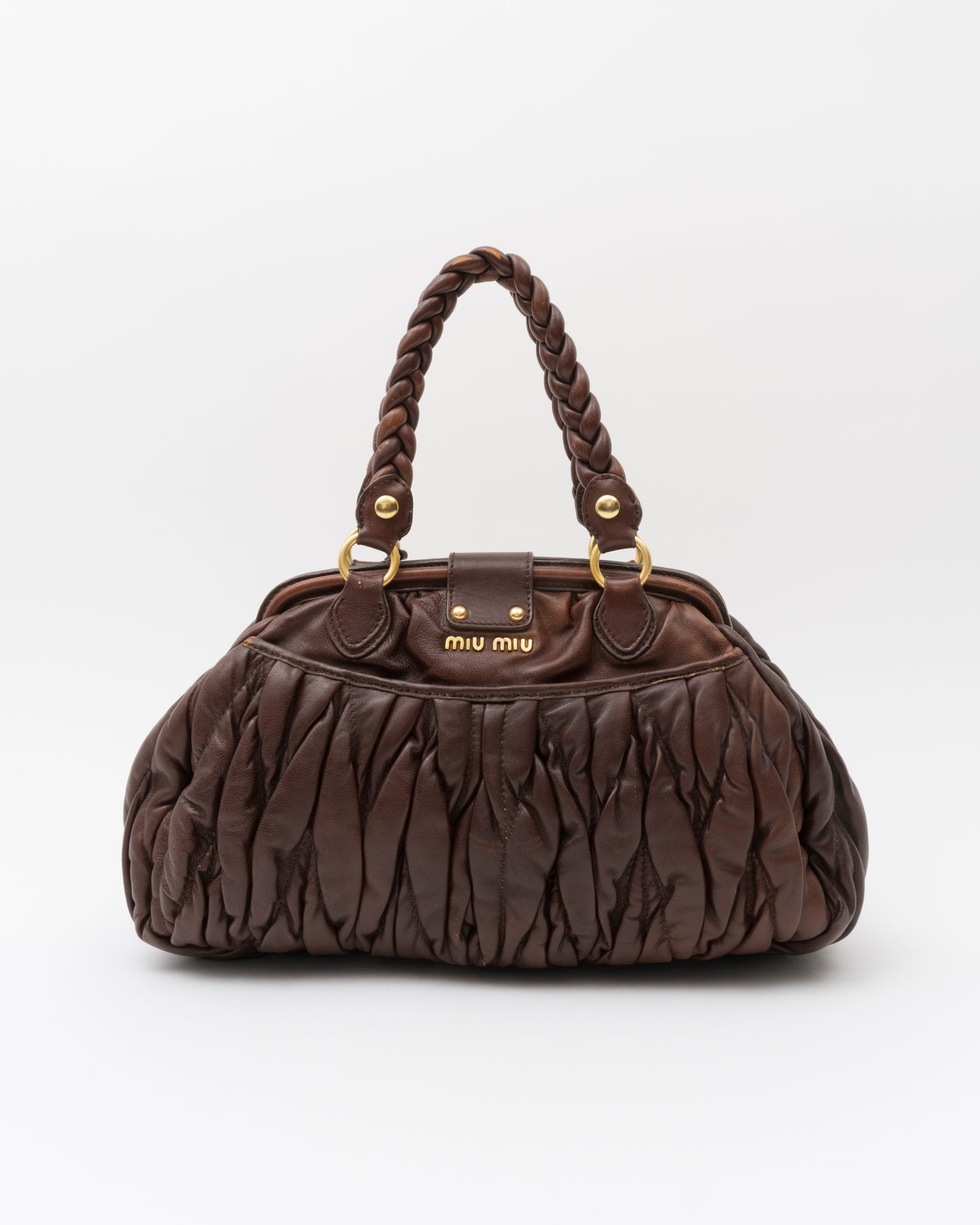 2000s MIU MIU Chocolate Matelasse Frame Bag