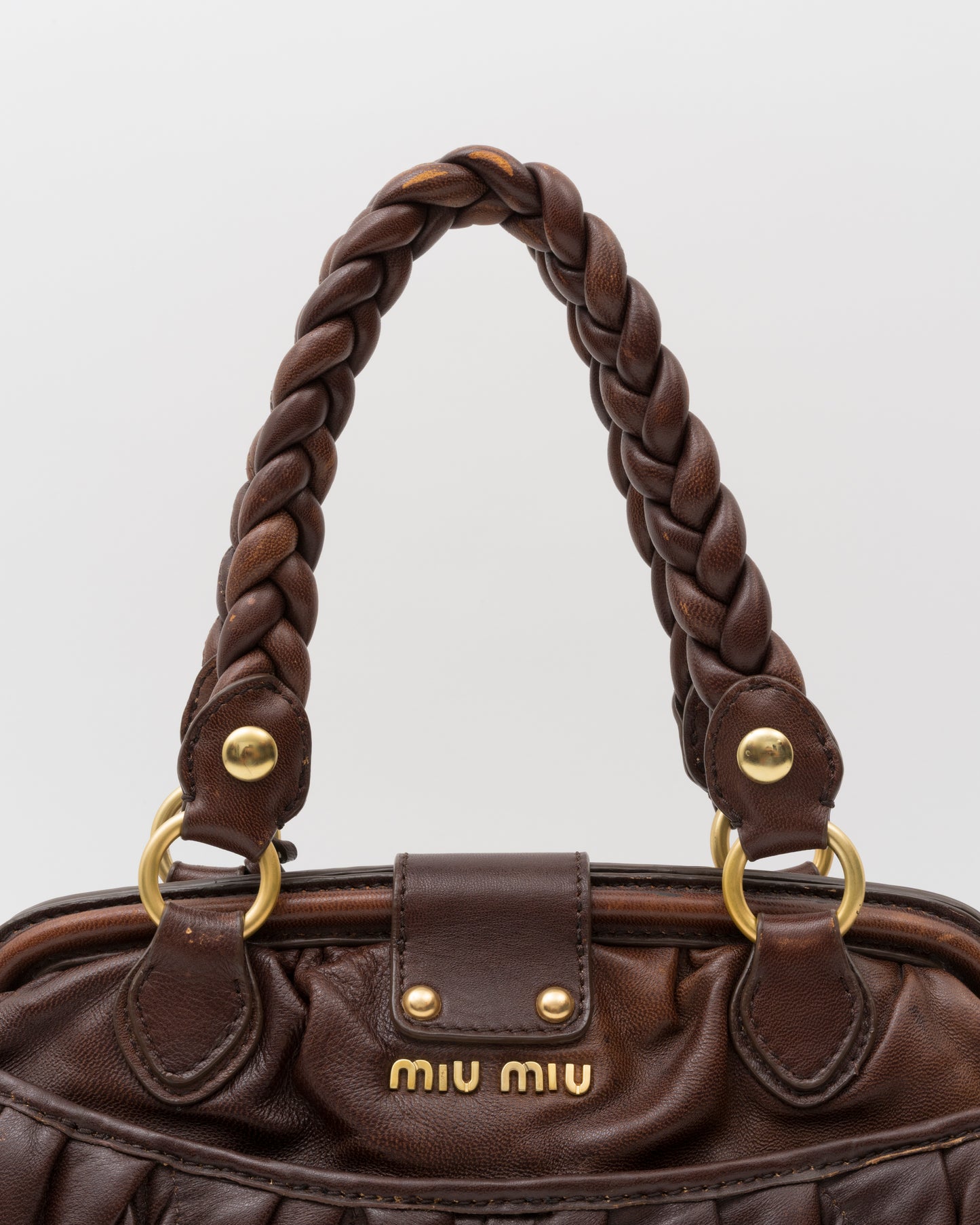 2000s MIU MIU Chocolate Matelasse Frame Bag