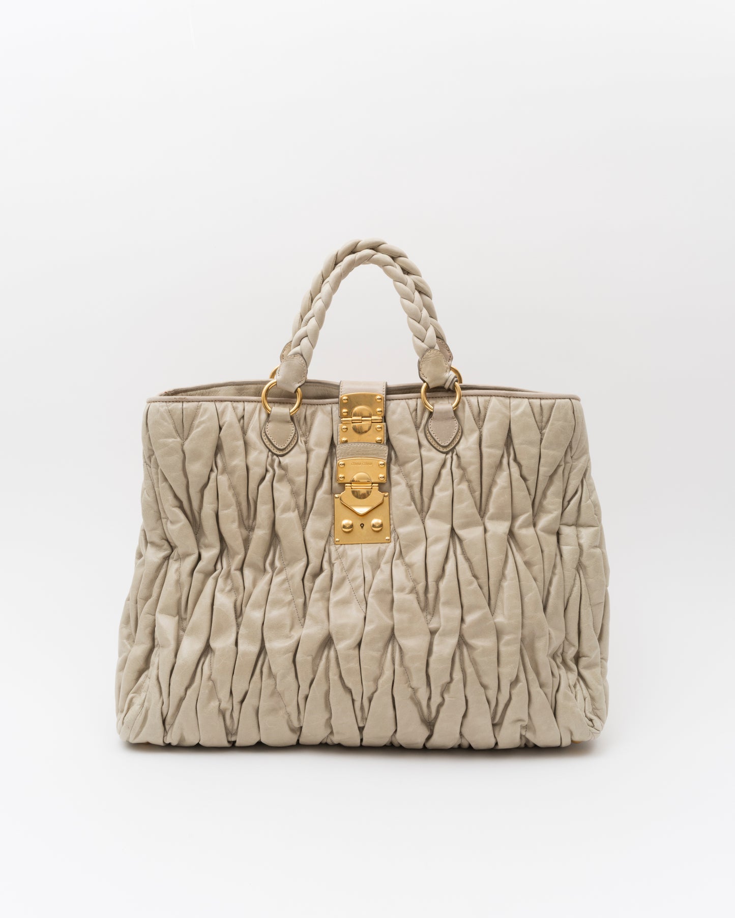2000s MIU MIU Beige Extra Large Matelasse Bag