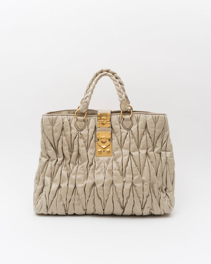 2000s MIU MIU Beige Extra Large Matelasse Bag