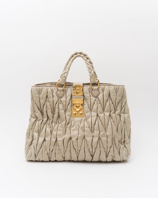 2000s MIU MIU Beige Extra Large Matelasse Bag