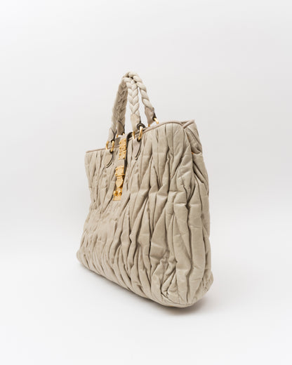 2000s MIU MIU Beige Extra Large Matelasse Bag