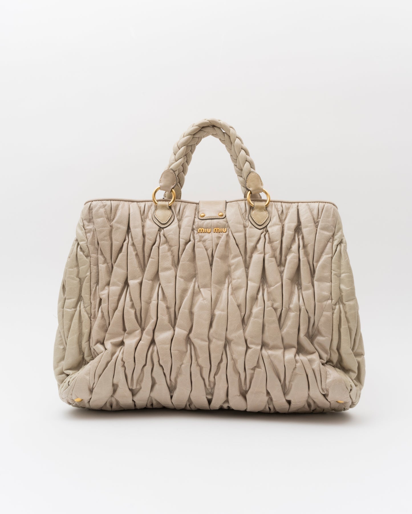 2000s MIU MIU Beige Extra Large Matelasse Bag
