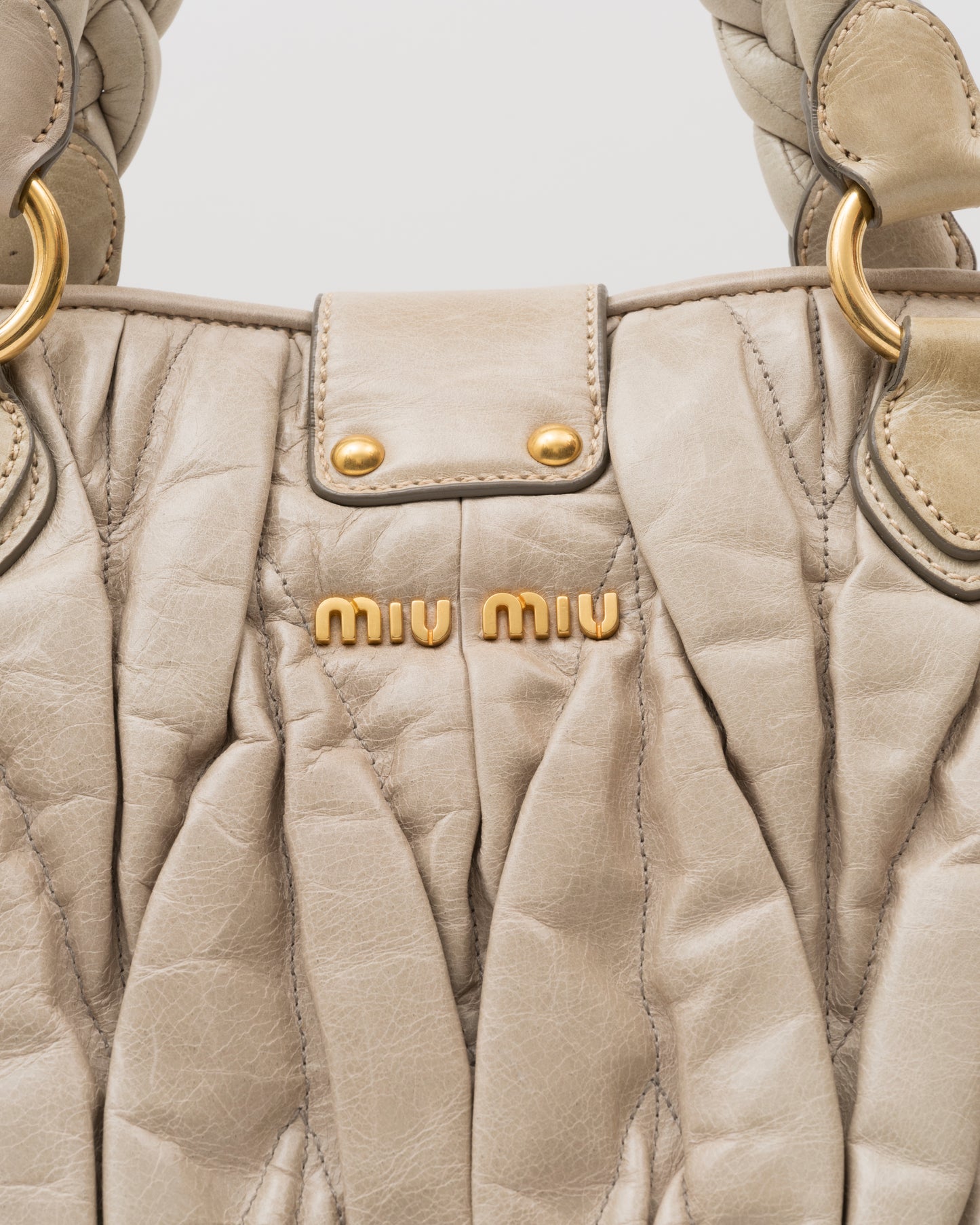 2000s MIU MIU Beige Extra Large Matelasse Bag