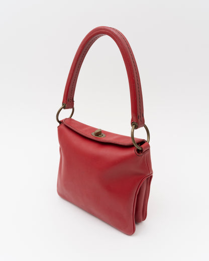 AW2003 MIU MIU Cherry Red Nappa Leather Turn Lock Bag