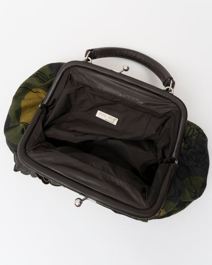 SS2003 MIU MIU Olive Canvas Hawaiian Hibiscus Frame Bag