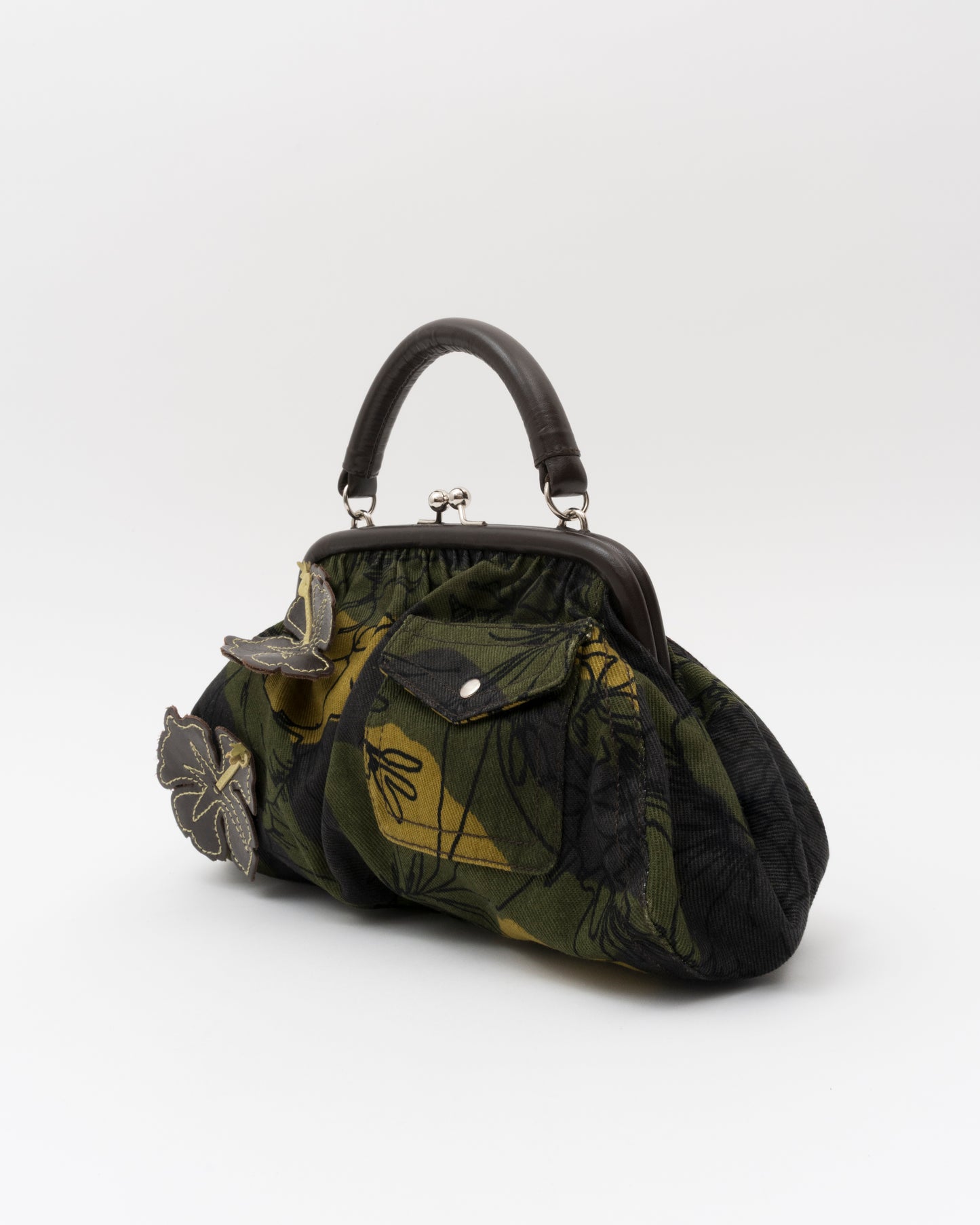 SS2003 MIU MIU Olive Canvas Hawaiian Hibiscus Frame Bag