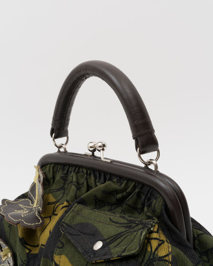 SS2003 MIU MIU Olive Canvas Hawaiian Hibiscus Frame Bag