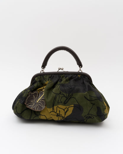 SS2003 MIU MIU Olive Canvas Hawaiian Hibiscus Frame Bag