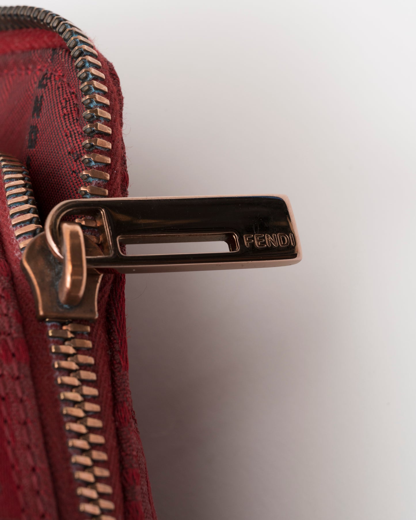 90s FENDI Red Zucchino Double Zip Satchel