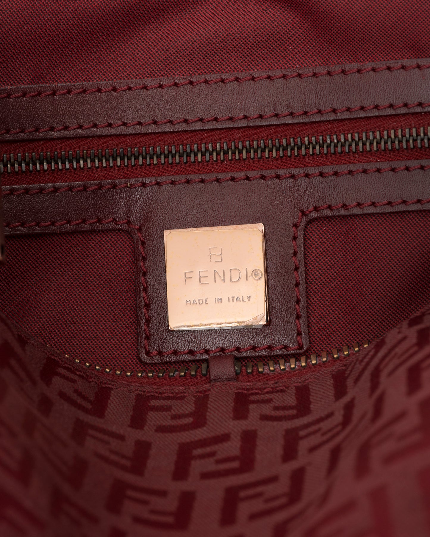 90s FENDI Red Zucchino Double Zip Satchel