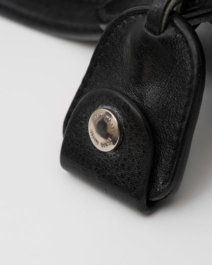 2000s MIU MIU Black Vitello Lux Front Pocket Hobo Bag