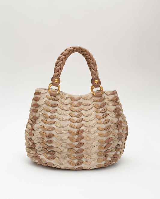 2000s MIU MIU Beige Woven Leather Bag