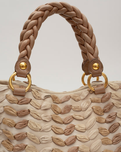 2000s MIU MIU Beige Woven Leather Bag