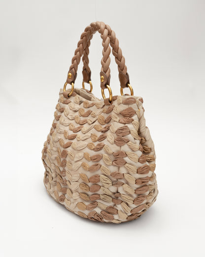 2000s MIU MIU Beige Woven Leather Bag