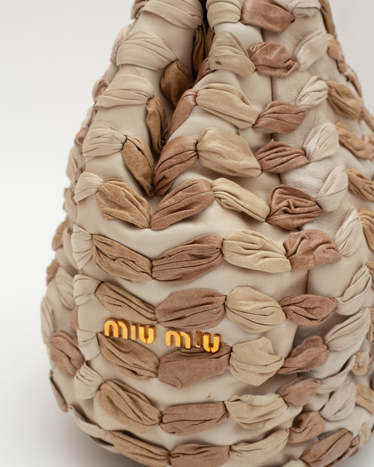 2000s MIU MIU Beige Woven Leather Bag