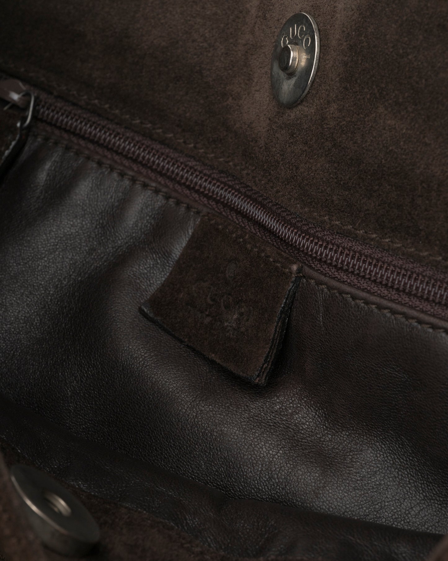 90s GUCCI Tom Ford Era Chocolate Suede Shoulder Bag