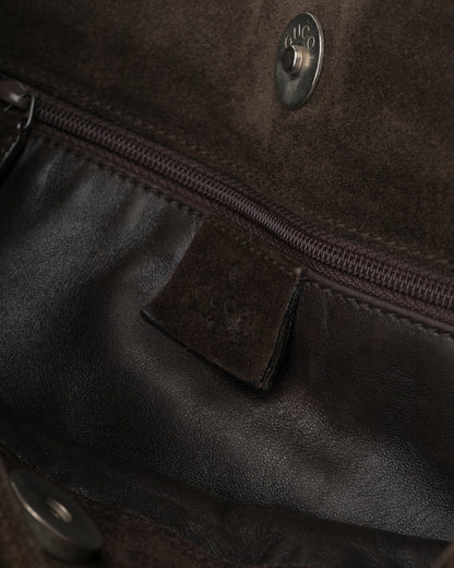 90s GUCCI Tom Ford Era Chocolate Suede Shoulder Bag