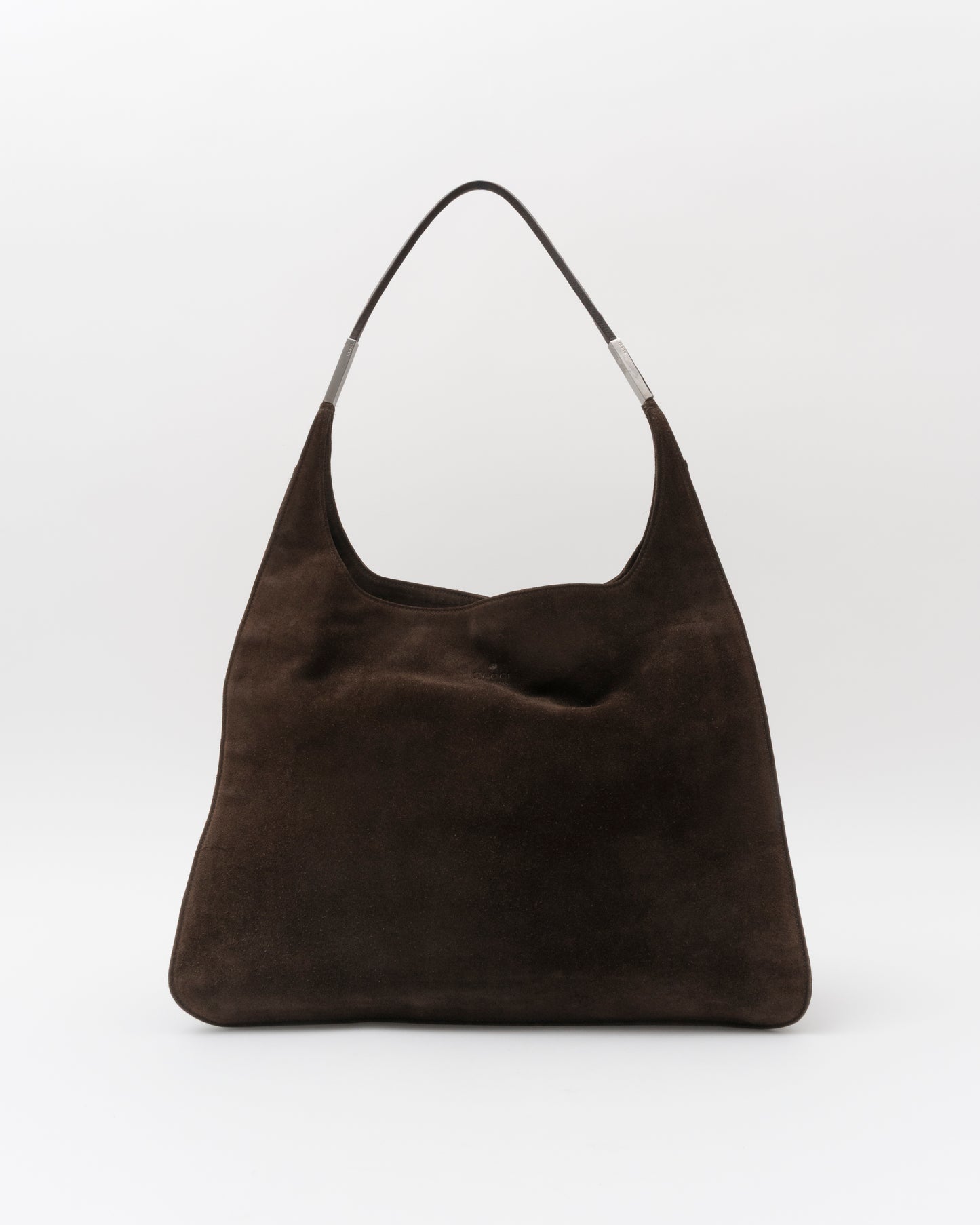 90s GUCCI Tom Ford Era Chocolate Suede Shoulder Bag