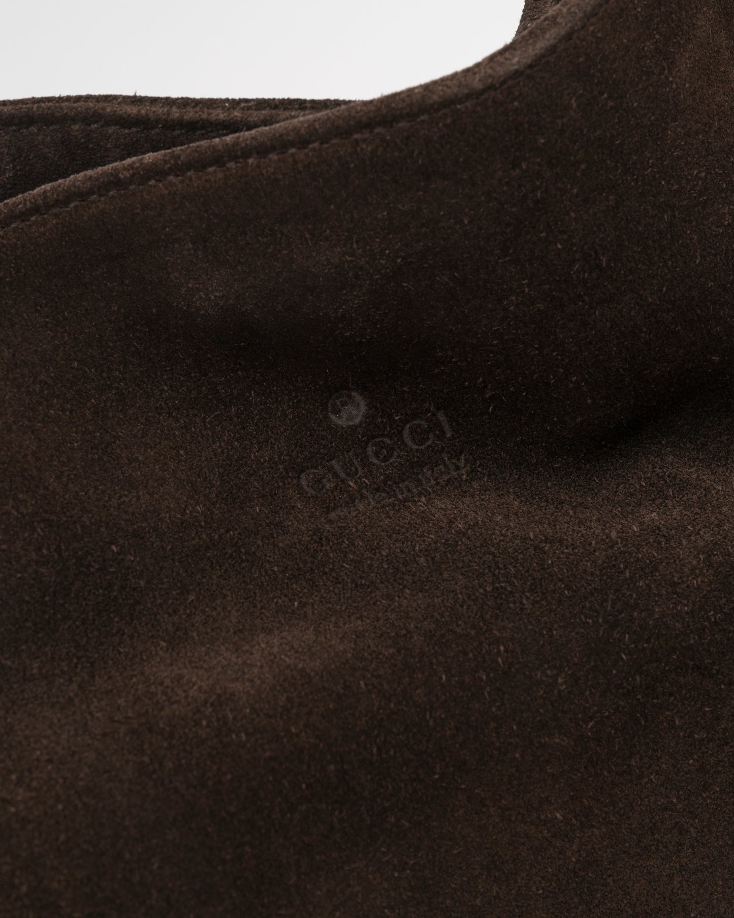 90s GUCCI Tom Ford Era Chocolate Suede Shoulder Bag