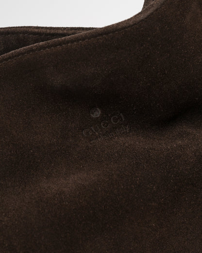 90s GUCCI Tom Ford Era Chocolate Suede Shoulder Bag