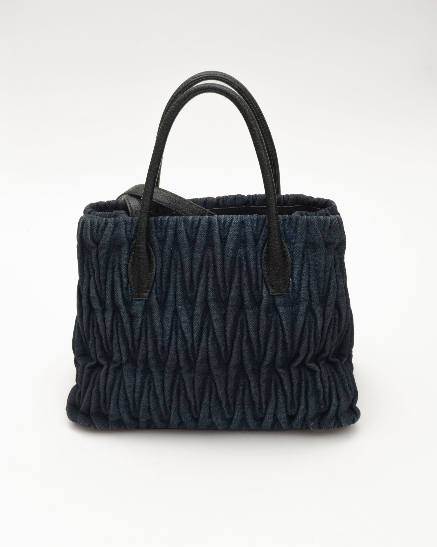 2000s MIU MIU Overdyed Indigo Denim Matelasse Bag