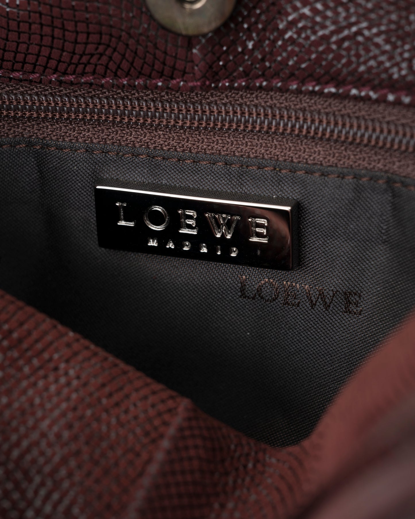 2000s LOEWE Maroon Embossed Leather Clutch