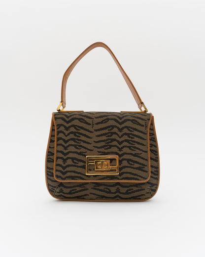 90s FENDI Tiger Stripe Jacquard Shoulder Bag