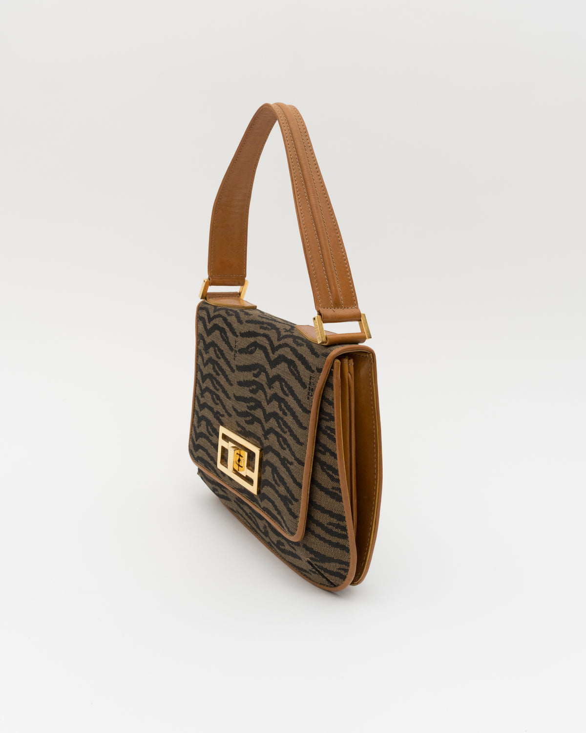 90s FENDI Tiger Stripe Jacquard Shoulder Bag