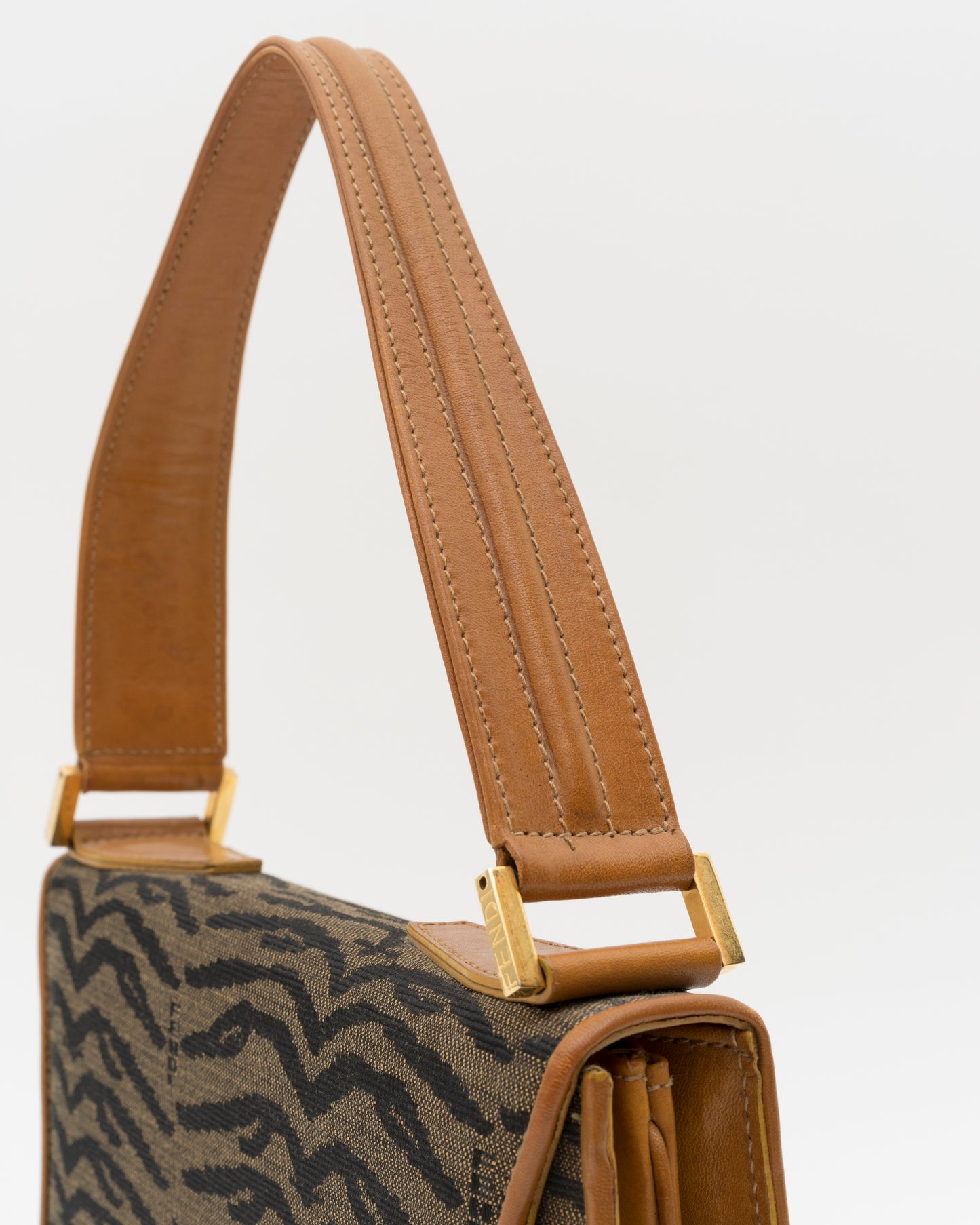 90s FENDI Tiger Stripe Jacquard Shoulder Bag