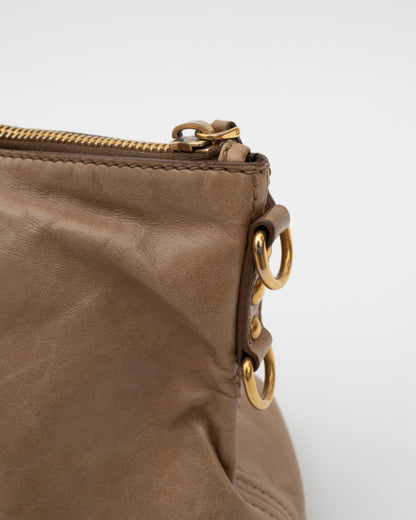 2000s MIU MIU Tan Vitello Leather Bag w/Heart Charm