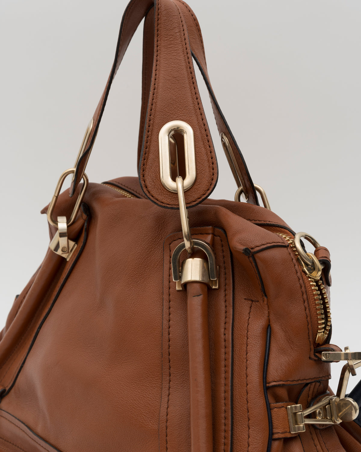 2000s CHLOE Military Paraty Brown Leather Bag