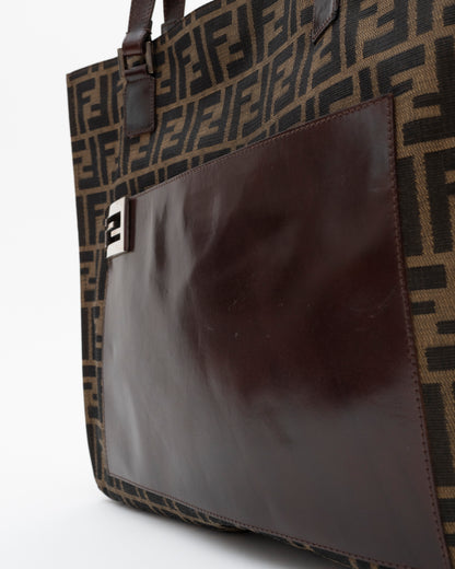 90s FENDI Brown ZUCCA Tote Bag