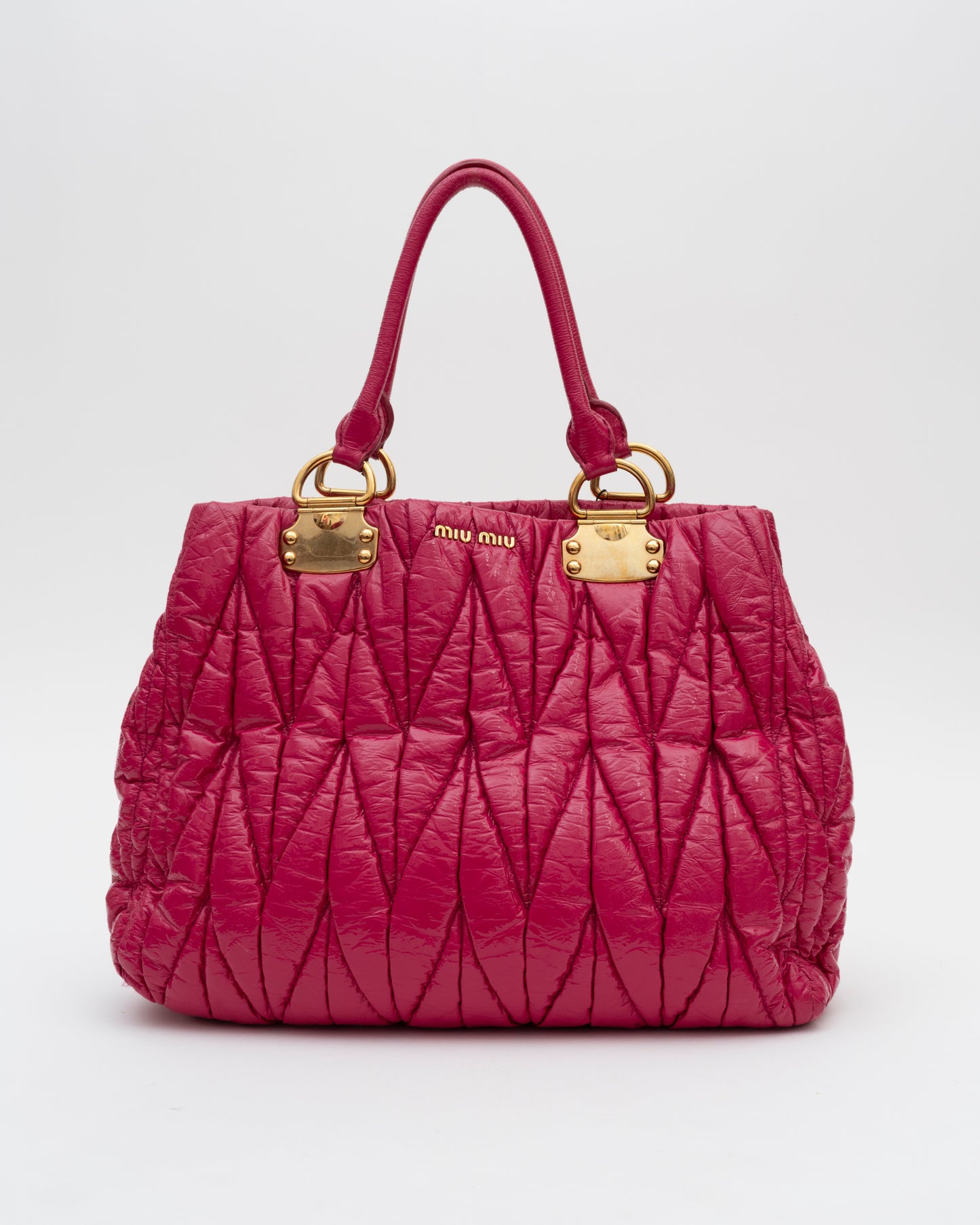 2000s MIU MIU Fuchsia Patent Leather Matelasse Bag