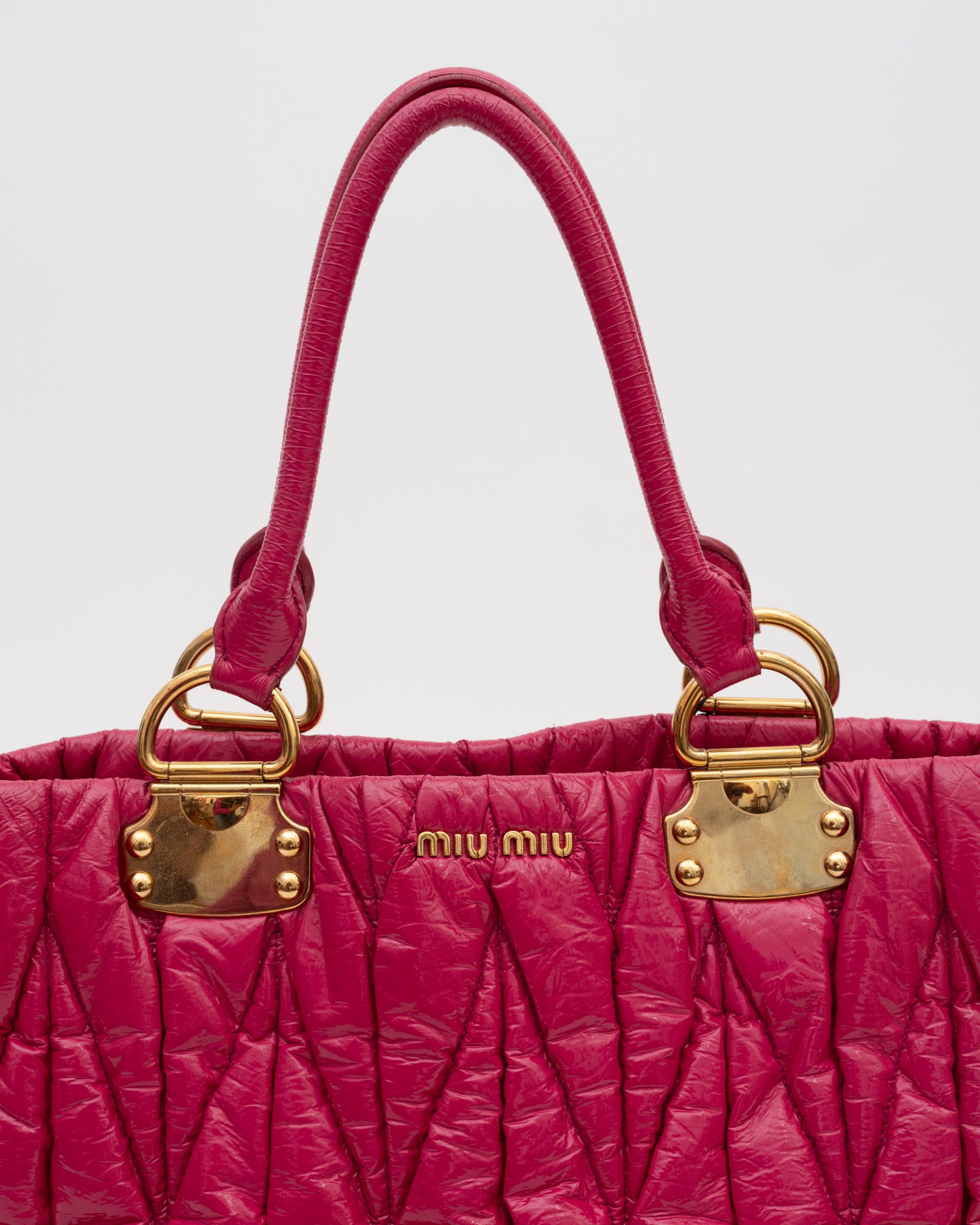 2000s MIU MIU Fuchsia Patent Leather Matelasse Bag