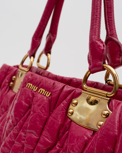 2000s MIU MIU Fuchsia Patent Leather Matelasse Bag