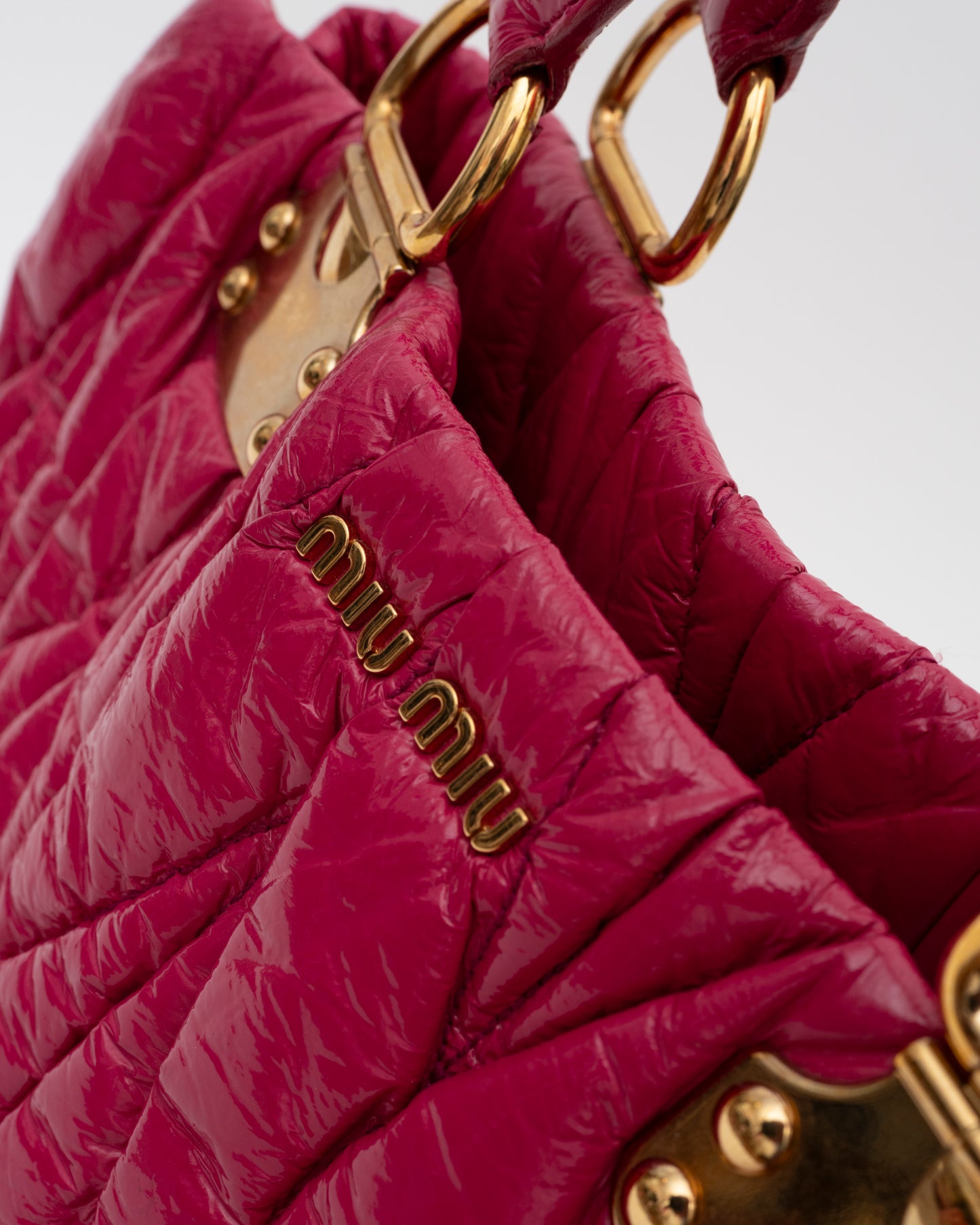 2000s MIU MIU Fuchsia Patent Leather Matelasse Bag