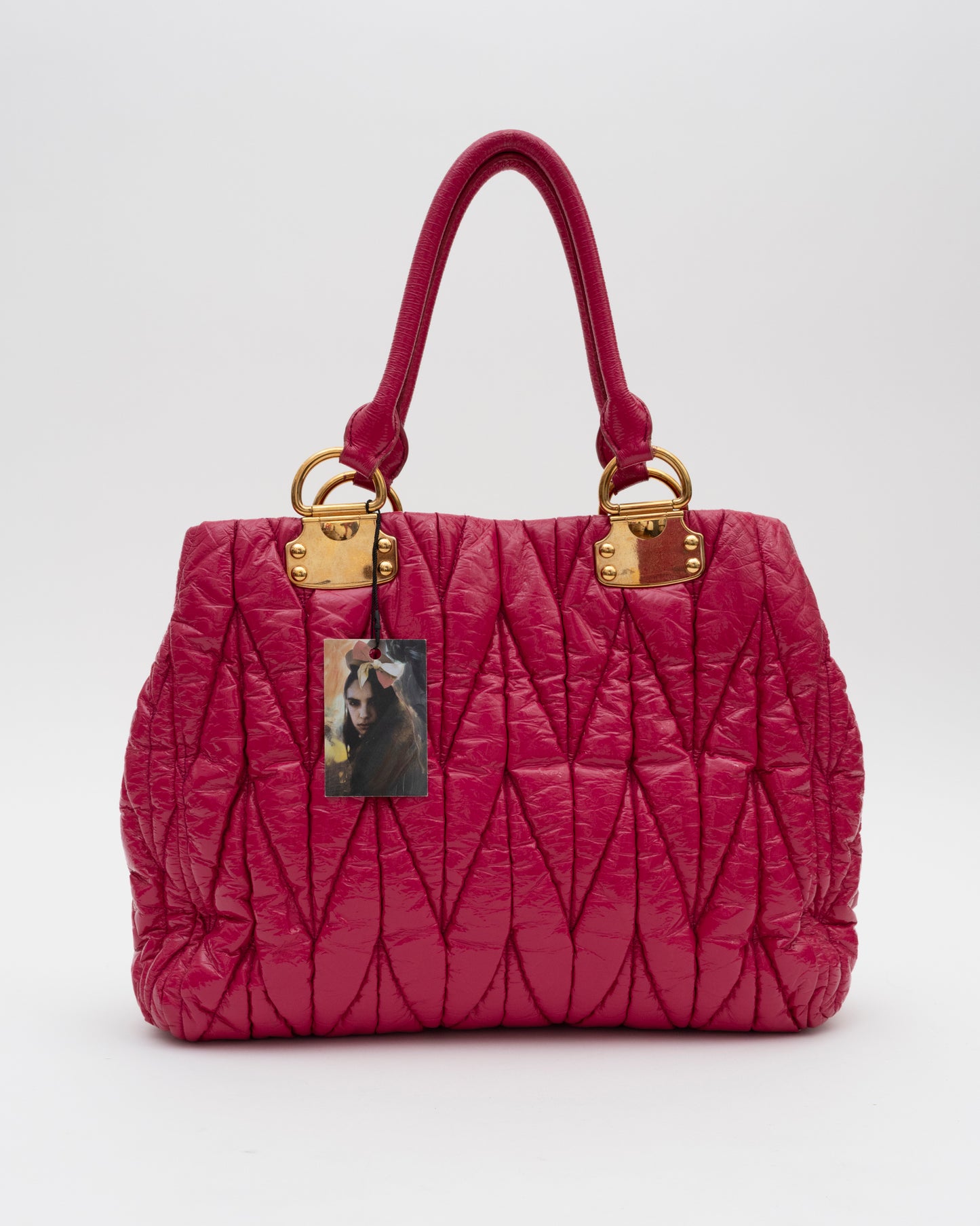 2000s MIU MIU Fuchsia Patent Leather Matelasse Bag