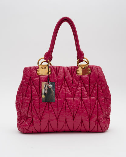 2000s MIU MIU Fuchsia Patent Leather Matelasse Bag