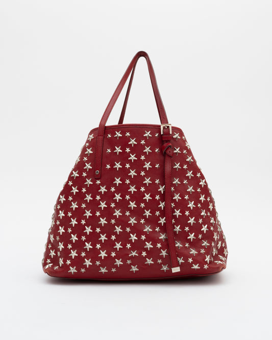 2000s JIMMY CHOO Deep Red Large Sasha Tote