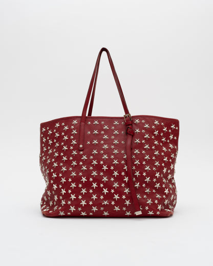 2000s JIMMY CHOO Deep Red Large Sasha Tote